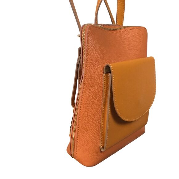 DIVINA‎ FIRENZE BACKPACK/CROSSBODY ITALIAN PEBBLED LEATHER WITH CAMEL TAN TONES main image 13